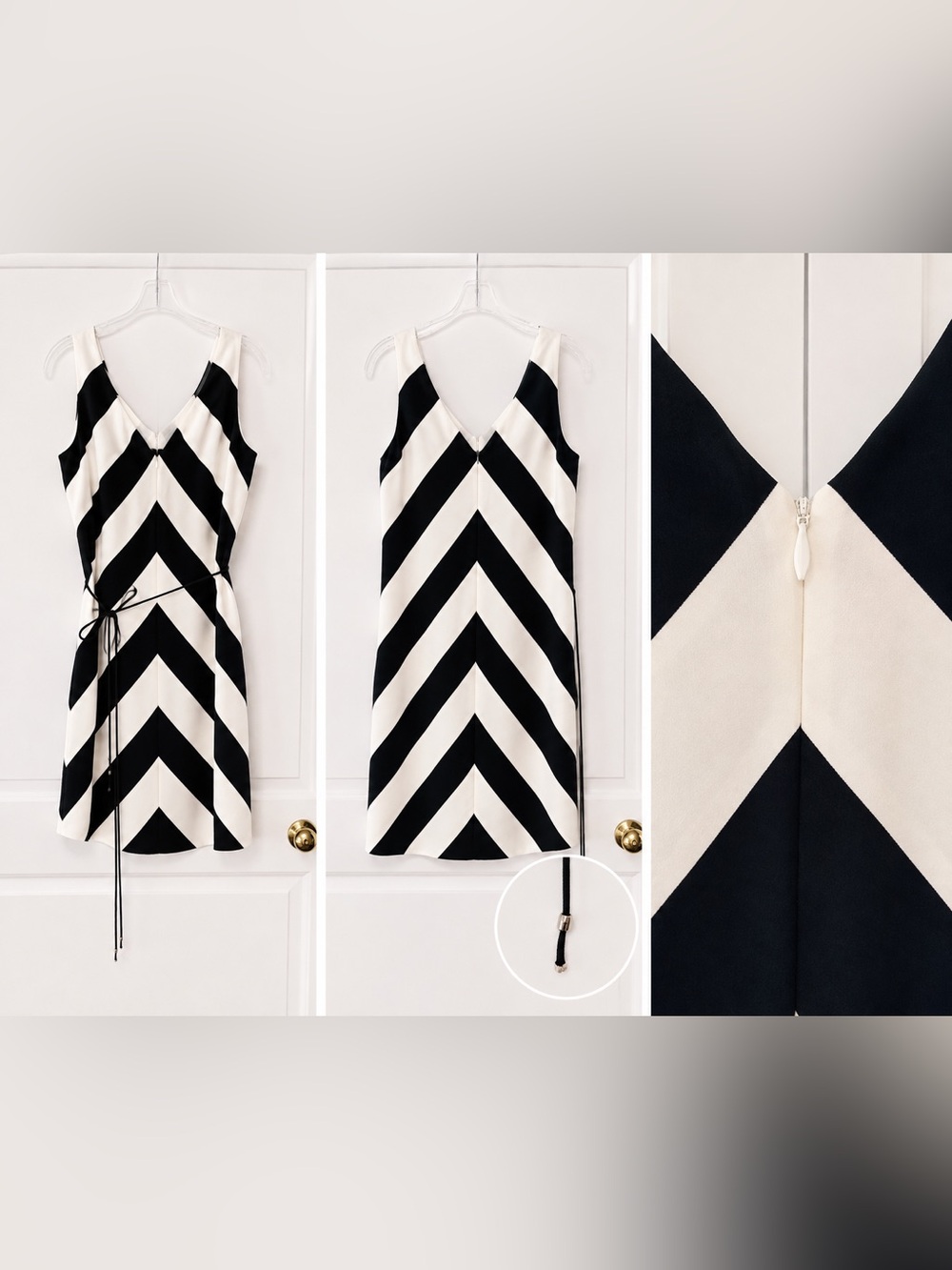 Trina Turk Black and White Chevron Mini Dress